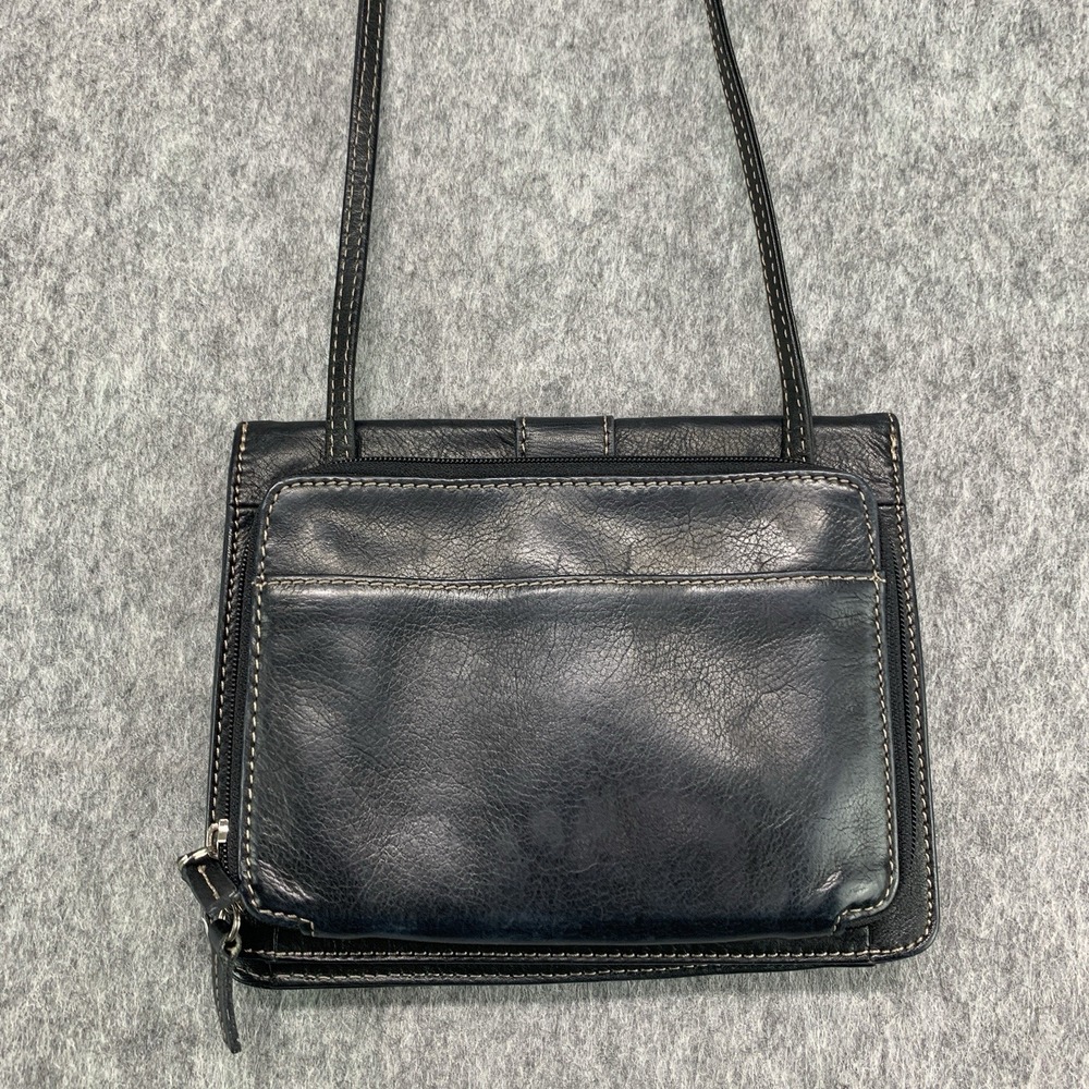 VTG Fossil Black Pebbled Leather Crossbody Purse Bag (8.5"x7") - Picture 2 of 10